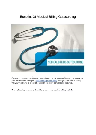 Benefits Of Medical Billing Outsourcing