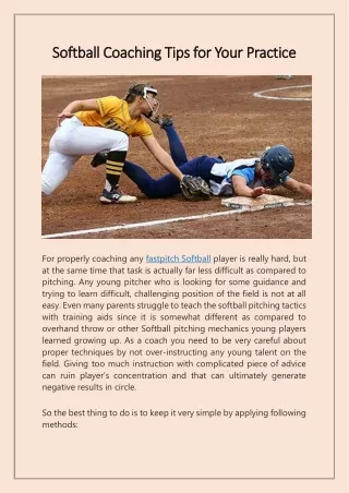 Softball Coaching Tips for Your Practice