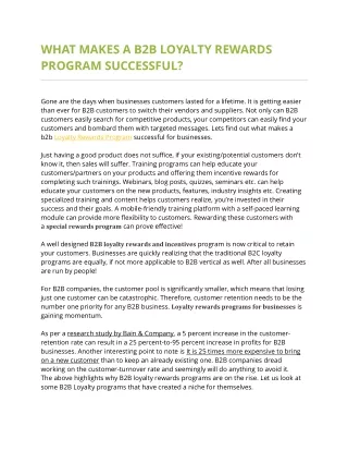 what makes a b2b loyalty rewards program
