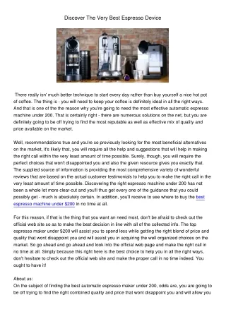 discover the very best espresso device