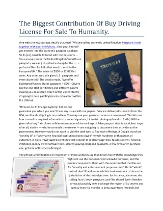 The Biggest Contribution Of Buy Driving License For Sale To Humanity.