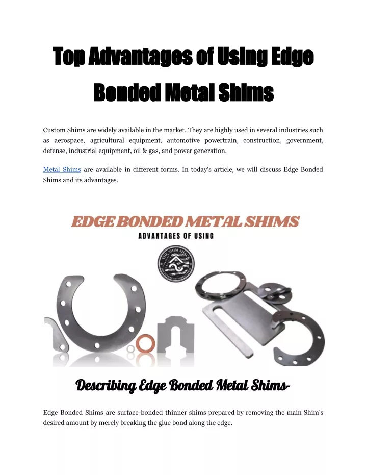 top advantages of using edge bonded metal shims