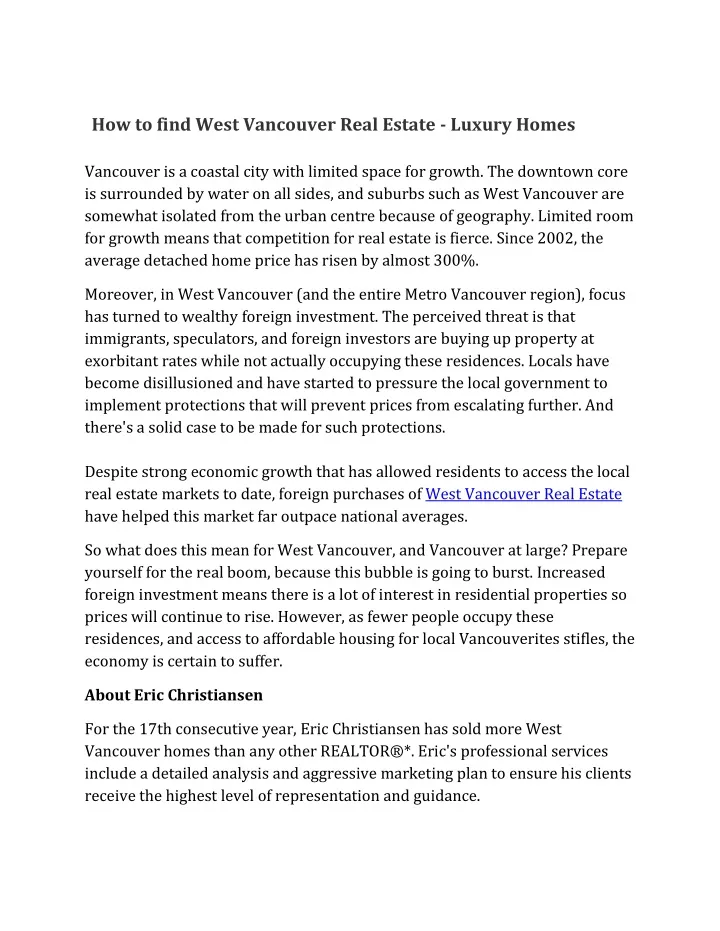 how to find west vancouver real estate luxury
