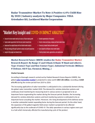 radar transmitter market to note a positive