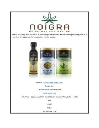 Buy Hemp Products Online in India | noigra.com