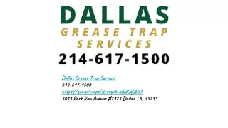 Grease Trap Cleaning Dallas TX | 214-617-1500