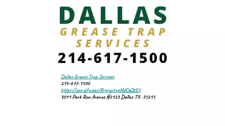 dallas grease trap services 214 617 1500 https