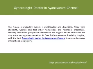Best Gynecologist in Ayanavaram Chennai