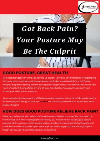 Got Back Pain? Your Posture May Be The Culprit