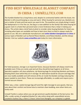 Find Best Wholesale Blanket Company In China | Uniwelltex.com