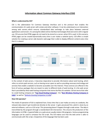 information about common gateway interface cgi