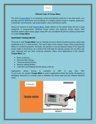 different type of torque meter