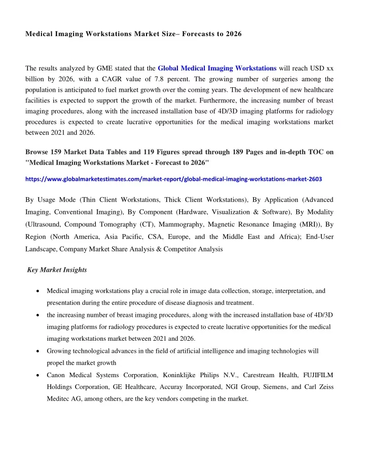 medical imaging workstations market size