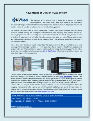 Advantages of UVGI in HVAC System