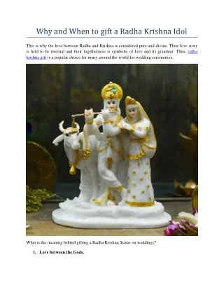 why and when to gift a radha krishna idol