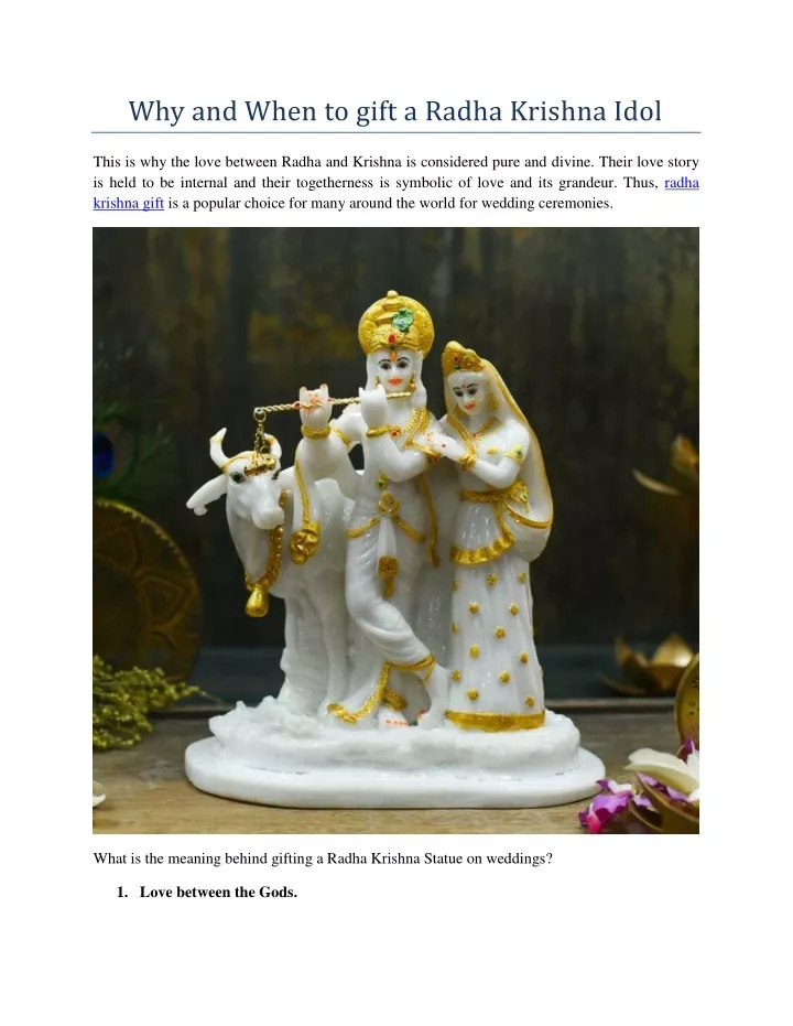 why and when to gift a radha krishna idol