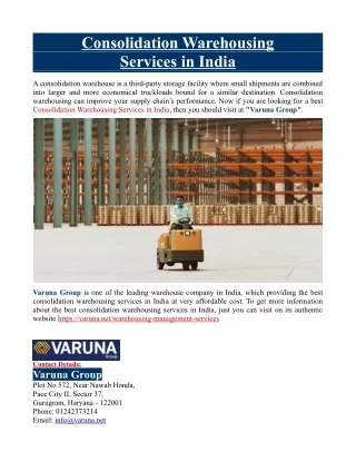 Consolidation Warehousing Services in India