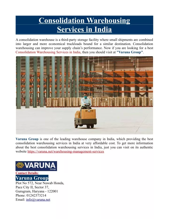 consolidation warehousing services in india