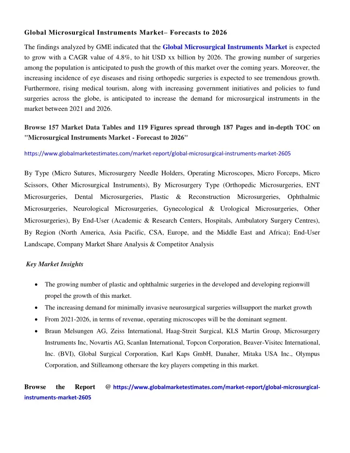 global microsurgical instruments market forecasts