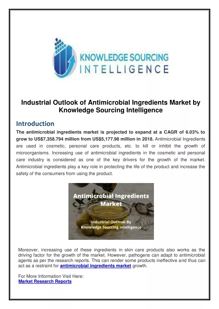 industrial outlook of antimicrobial ingredients