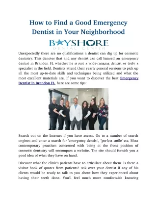 How to Find a Good Emergency Dentist in Your Neighborhood