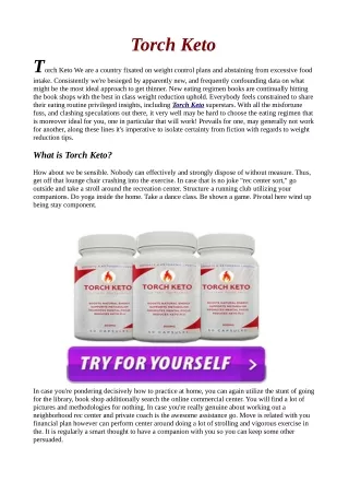 Torch Keto Reviews "Where to Buy" Benefits & Side Effects (Website)!