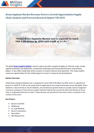 brain implants market revenue drivers growth