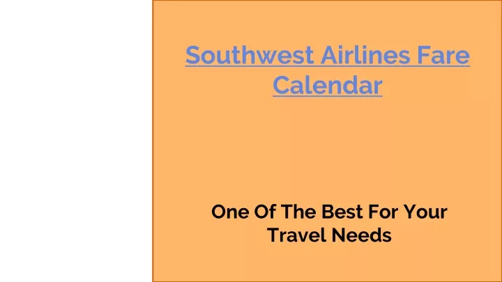 PPT Southwest Airlines Fare Calendar PowerPoint Presentation free