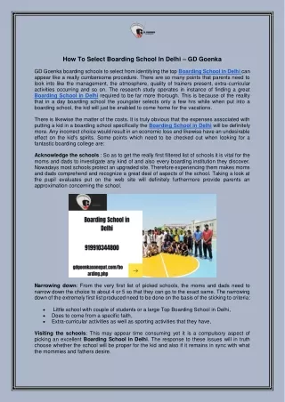 how to select boarding school in delhi gd goenka