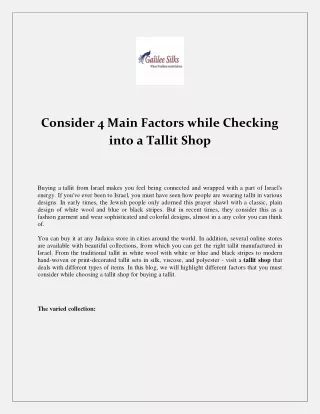 consider 4 main factors while checking into