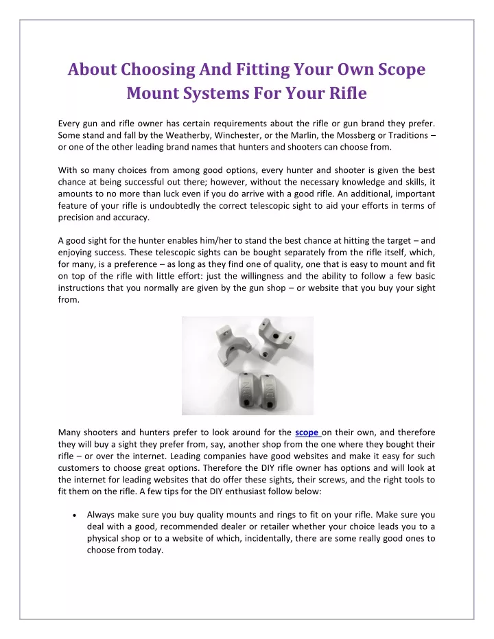 about choosing and fitting your own scope mount