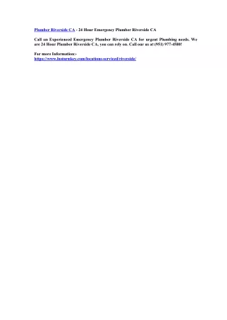plumber riverside ca 24 hour emergency plumber