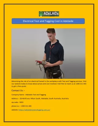 electrical test and tagging cost in adelaide