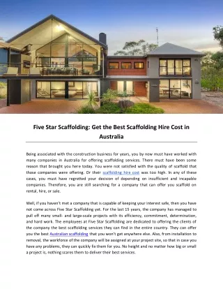Five Star Scaffolding: Get the Best Scaffolding Hire Cost in Australia