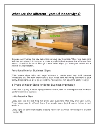what are the different types of indoor signs