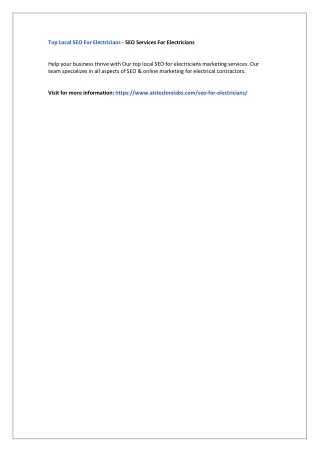 top local seo for electricians seo services