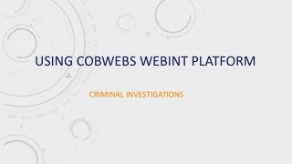 using cobwebs webint platform