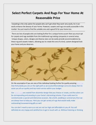 select perfect carpets and rugs for your home at reasonable price