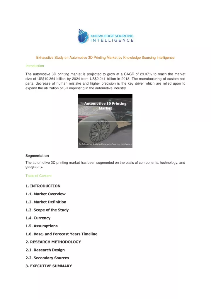 exhaustive study on automotive 3d printing market