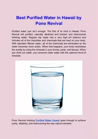 Best Purified Drinking Water by Pono Revival