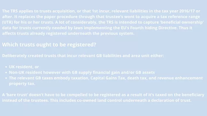 the trs applies to trusts acquisition or that