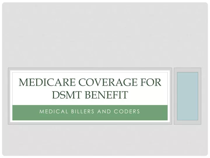 medicare coverage for dsmt benefit
