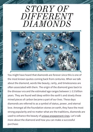 STORY OF DIFFERENT DIAMONDS
