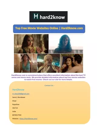 Top Free Movie Websites Online | Hard2know.com