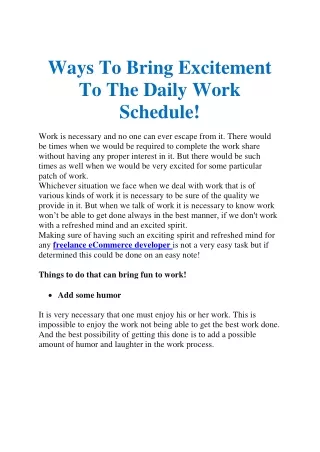 ways to bring excitement to the daily work