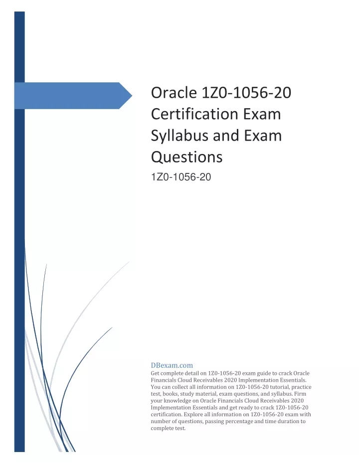 oracle 1z0 1056 20 certification exam syllabus