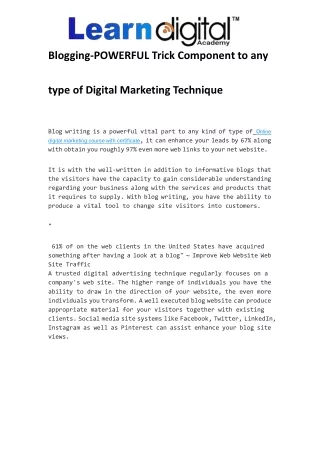 blogging powerful trick component to any