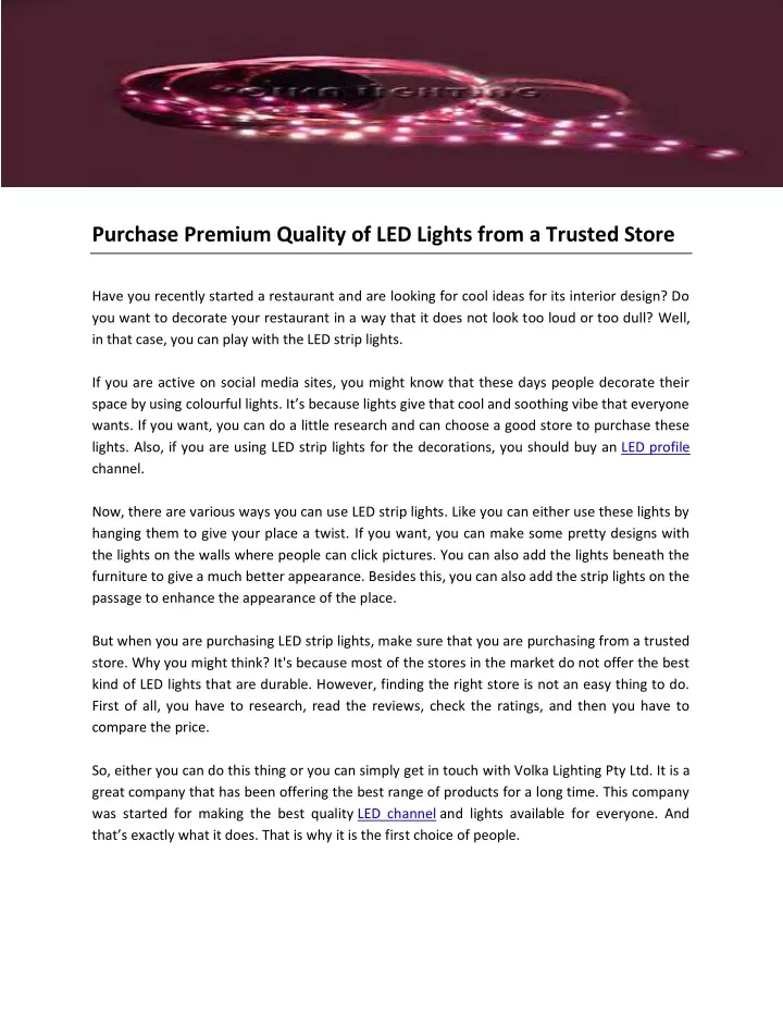 purchase premium quality of led lights from