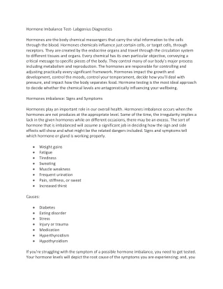 hormone imbalance test labgenius diagnostics