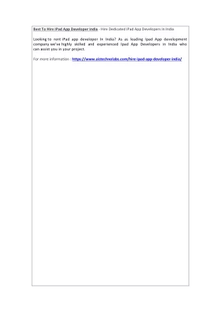 best to hire ipad app developer india hire